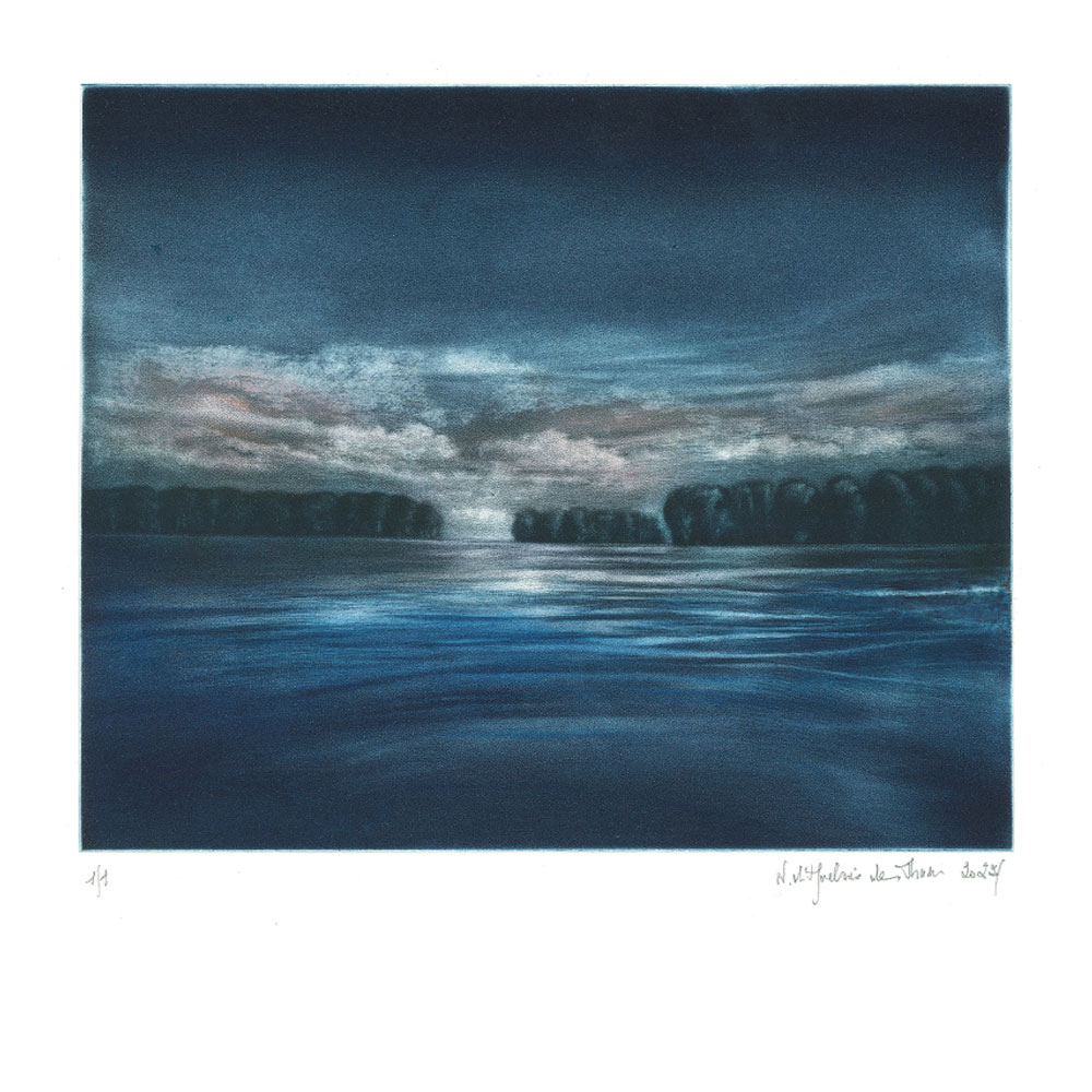 Nuages roses, Mezzotint en couleur, 20x24 cm | 2022