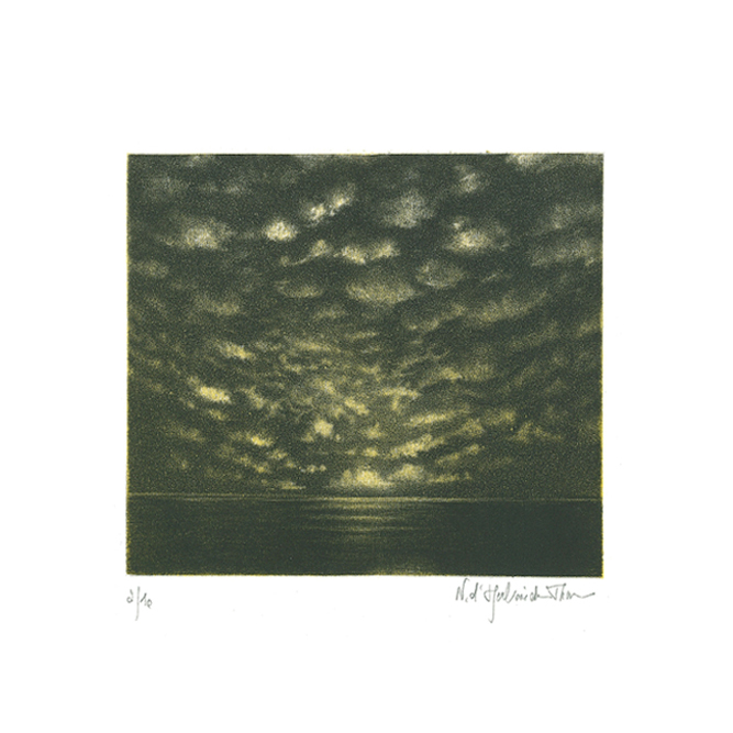 Minuit-miroir I, Mezzotint & aquatinte en couleur, 10,5x13,5 cm | 2017