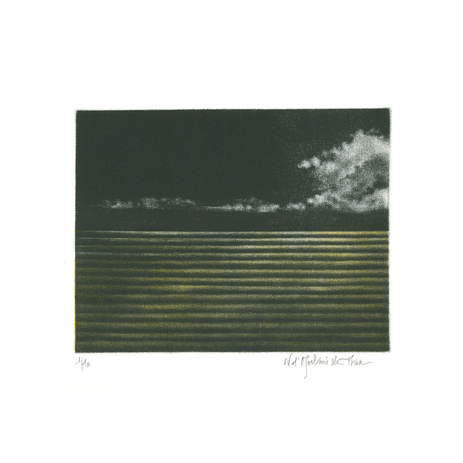 Minuit-miroir III, Mezzotint en couleur, 10,7x14 cm | 2018